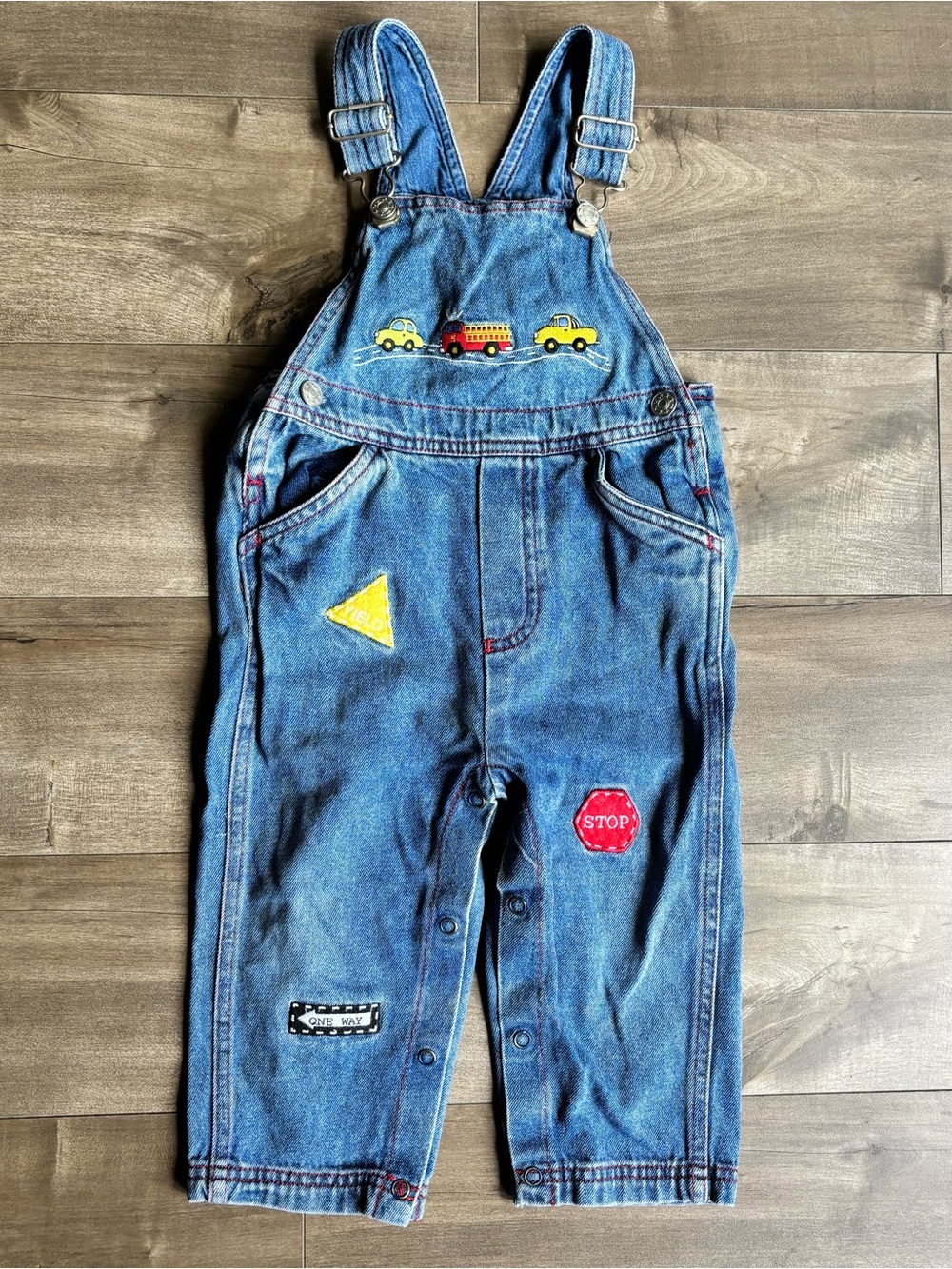VINTAGE 90s Nursery Rhyme Embroidered Denim Overalls 18M